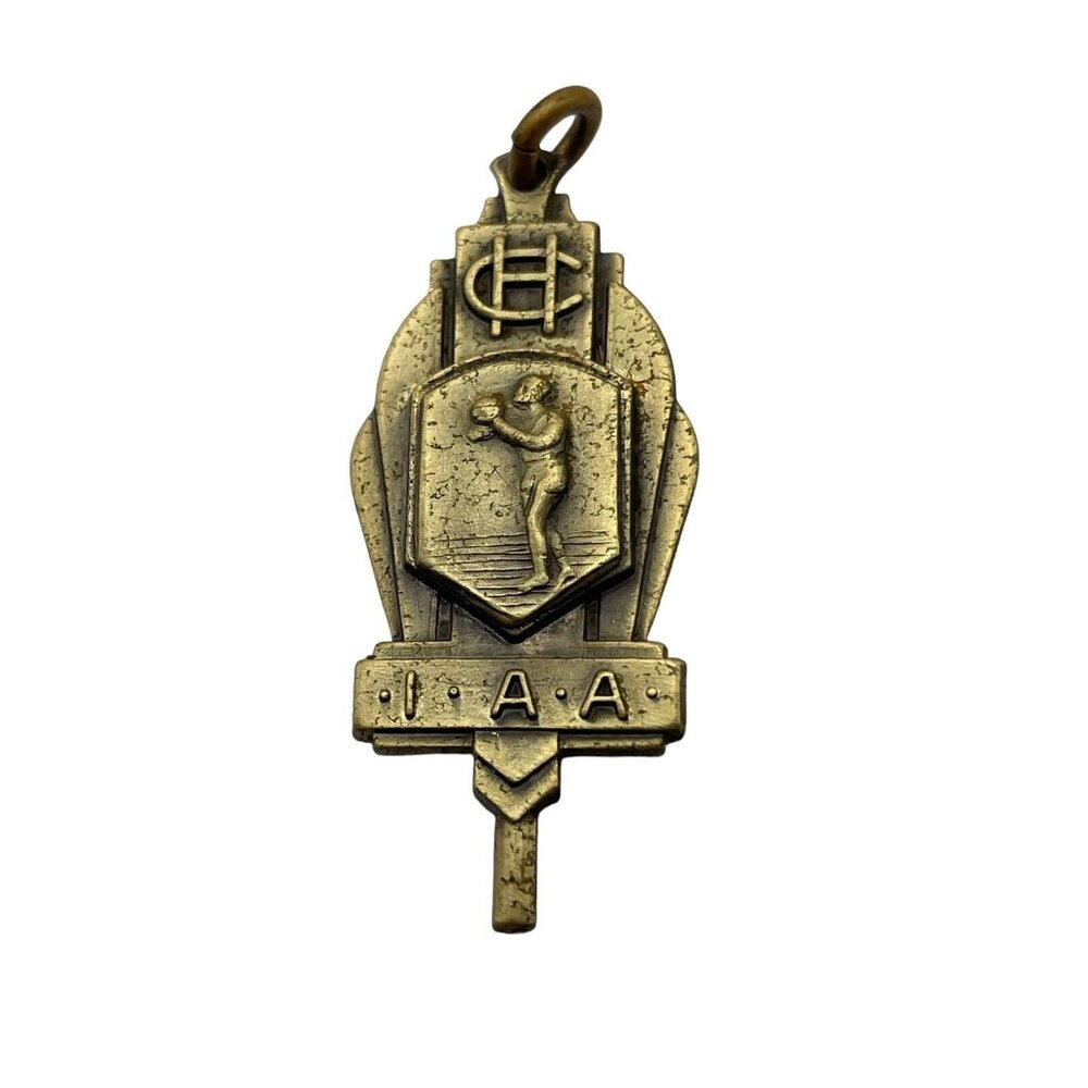 1954 IAA CH Basketball Tournament Award Medal‎ Fob Charm Pendant VTG Gold Tone
